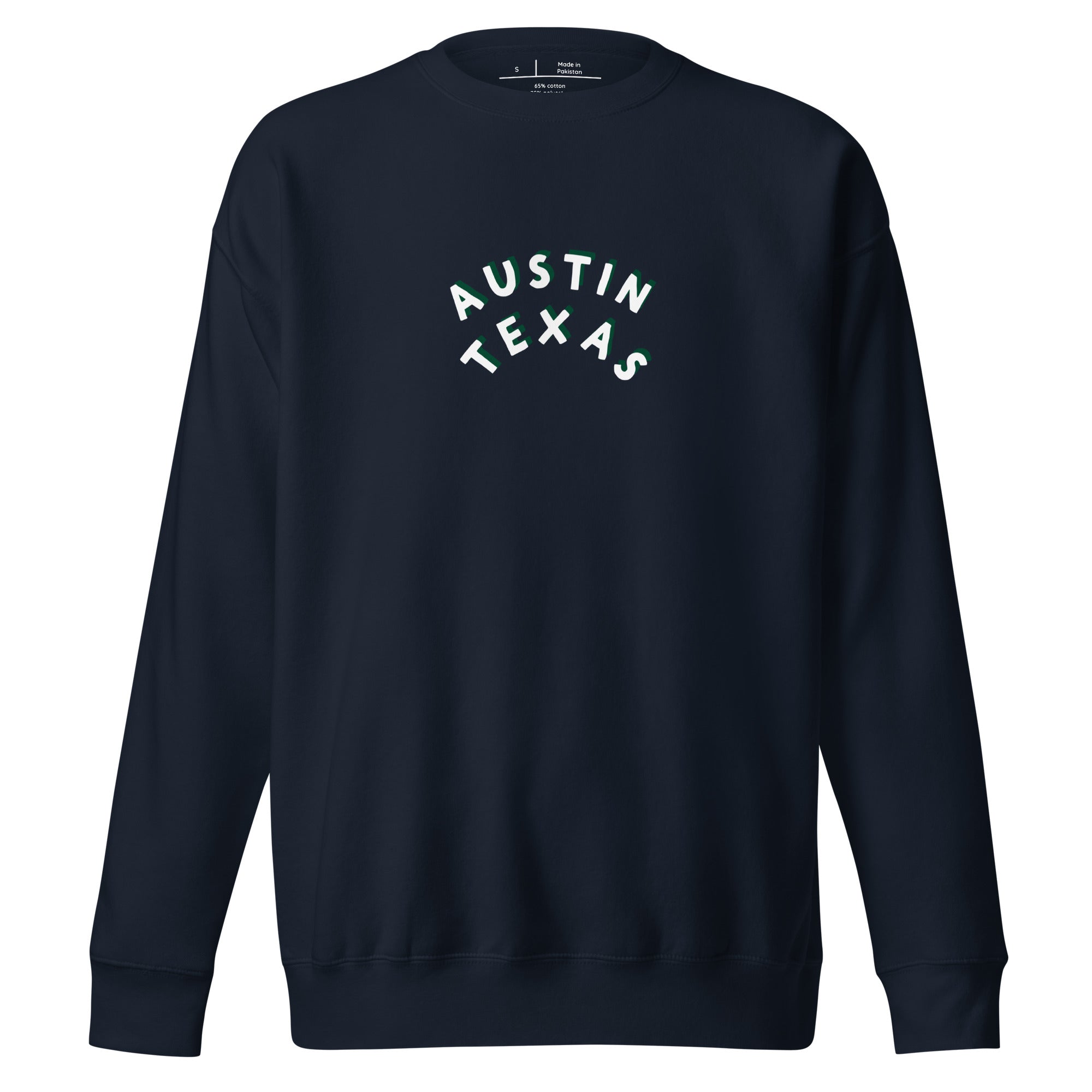 highly comfortable austin texas sweatshirt in navy blue